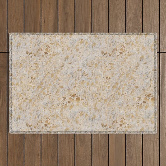 Gold cowhide Faux Cow Hide Metallic Print Outdoor Rug Gallery Image 1