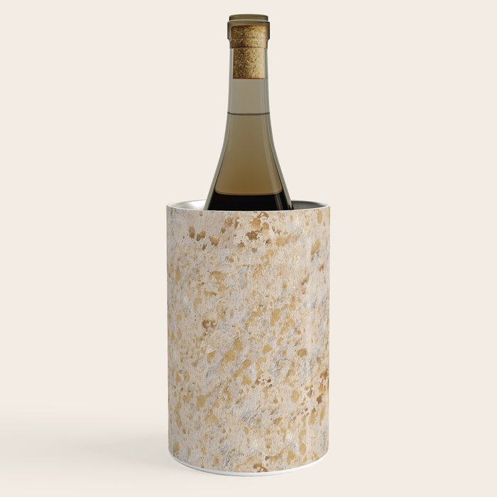 Gold cowhide Faux Cow Hide Metallic Print Wine Chiller Gallery Image 3
