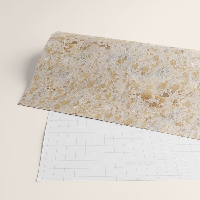 Gold cowhide Faux Cow Hide Metallic Print Wrapping Paper Gallery Image 2