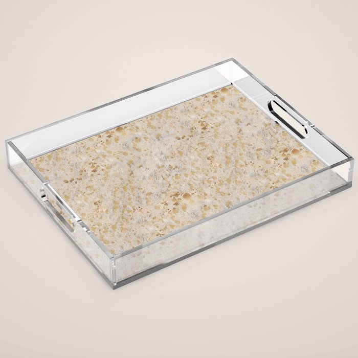 Gold cowhide Faux Cow Hide Metallic Print Acrylic Tray Gallery Image 1