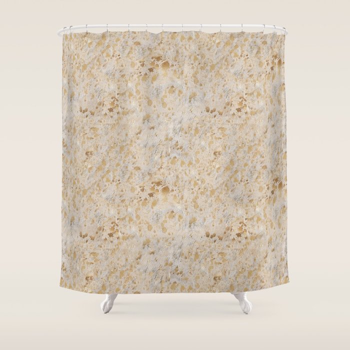 Gold cowhide Faux Cow Hide Metallic Print Shower Curtain Gallery Image 1