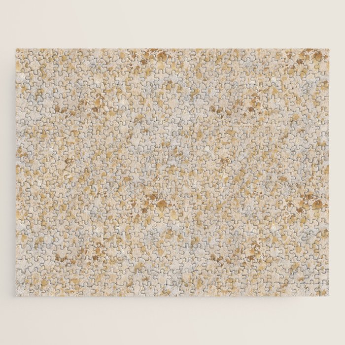 Gold cowhide Faux Cow Hide Metallic Print Jigsaw Puzzle Gallery Image 1