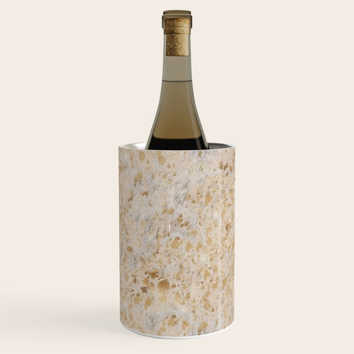 Gold cowhide Faux Cow Hide Metallic Print Wine Chiller Gallery Image 1