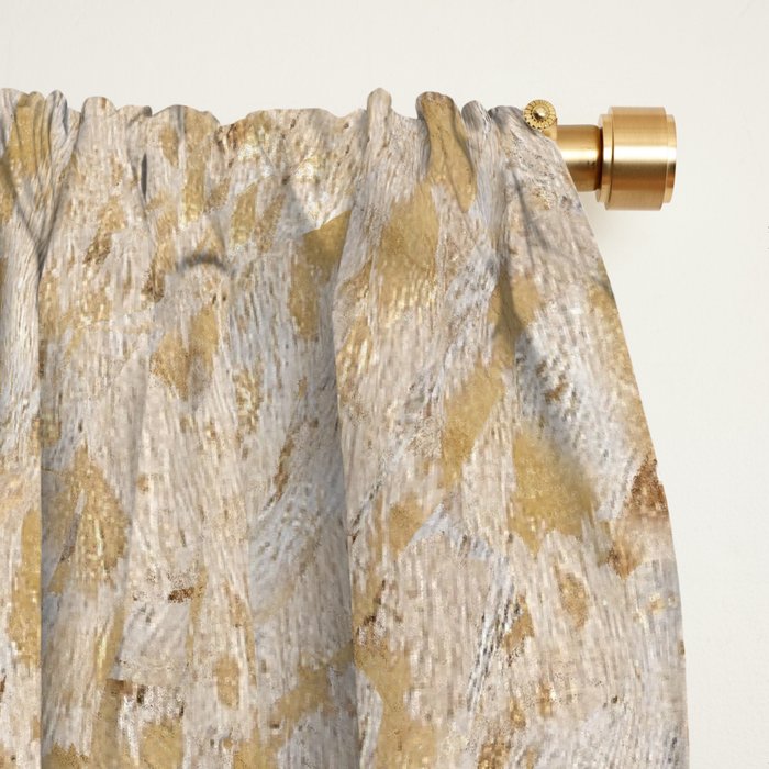 Gold cowhide Faux Cow Hide Metallic Print Window Curtain Gallery Image 2