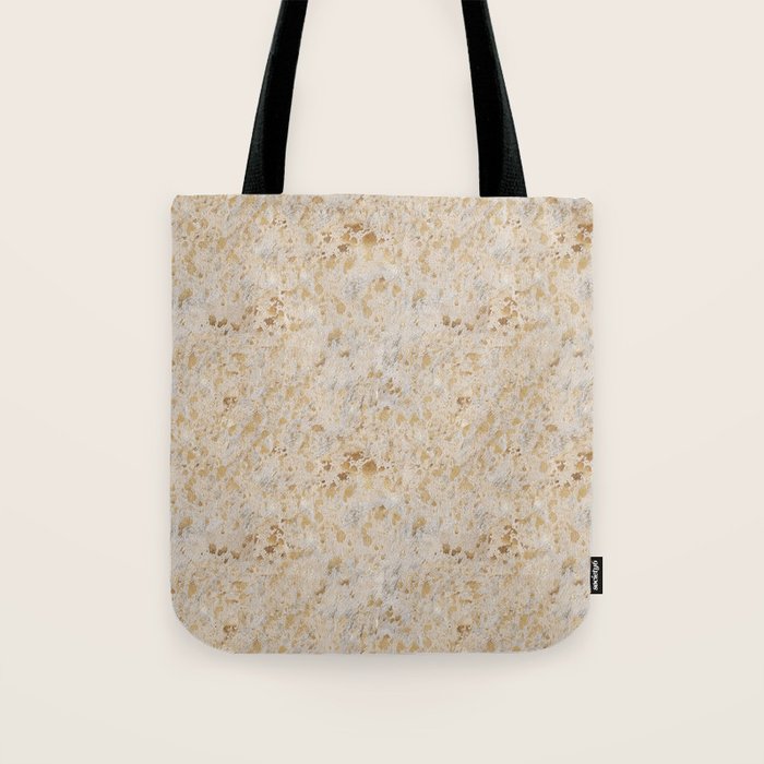 Gold cowhide Faux Cow Hide Metallic Print Tote Bag Gallery Image 1