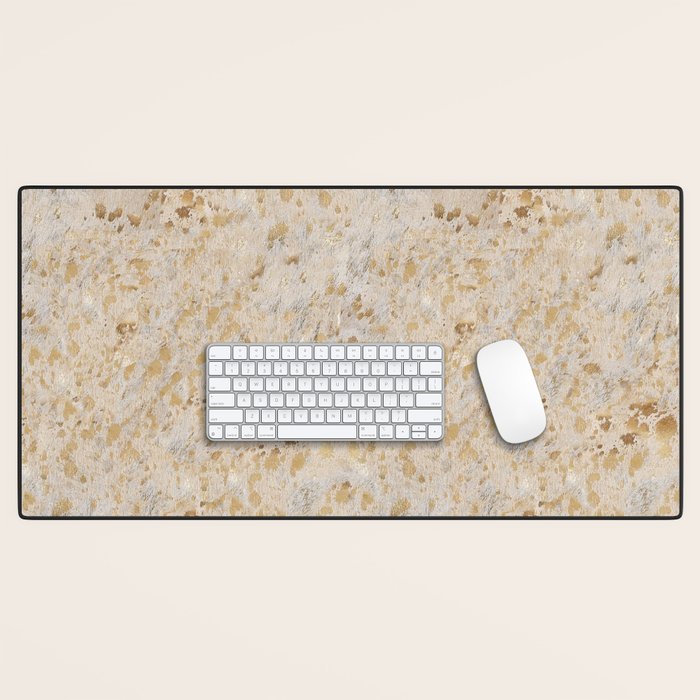 Gold cowhide Faux Cow Hide Metallic Print Desk Mat Gallery Image 1