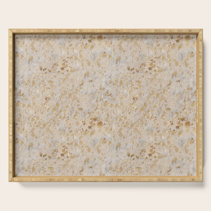 Gold cowhide Faux Cow Hide Metallic Print Serving Tray Gallery Image 1