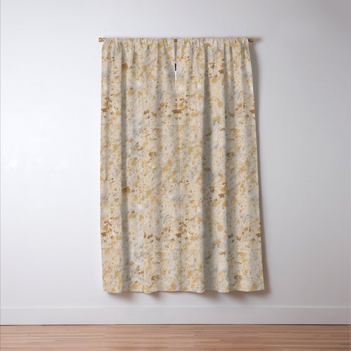 Gold cowhide Faux Cow Hide Metallic Print Window Curtain Gallery Image 3