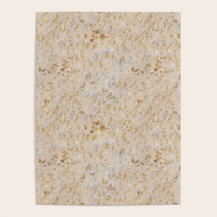 Gold cowhide Faux Cow Hide Metallic Print Poster Gallery Image 4