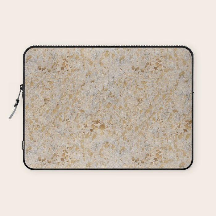 Gold cowhide Faux Cow Hide Metallic Print Laptop Sleeve Gallery Image 1
