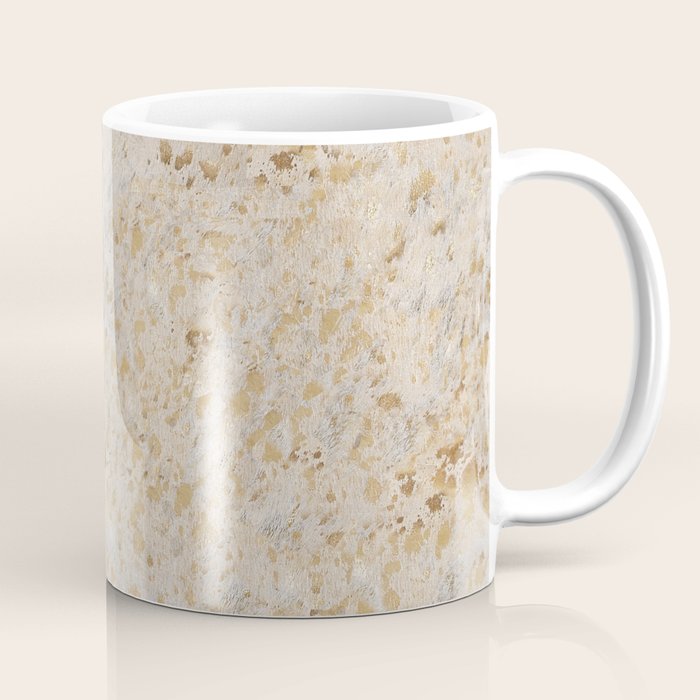 Gold cowhide Faux Cow Hide Metallic Print Coffee Mug Gallery Image 1