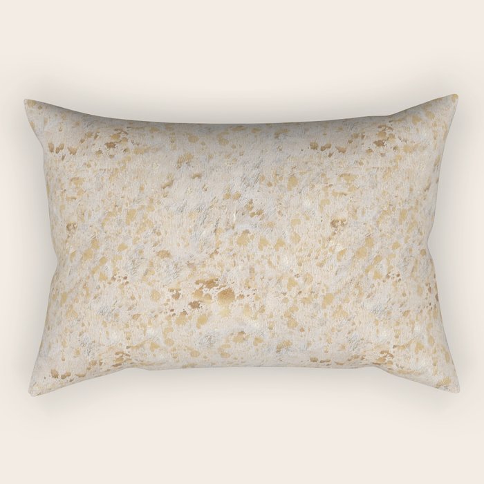 Gold cowhide Faux Cow Hide Metallic Print Rectangular Pillow Gallery Image 1