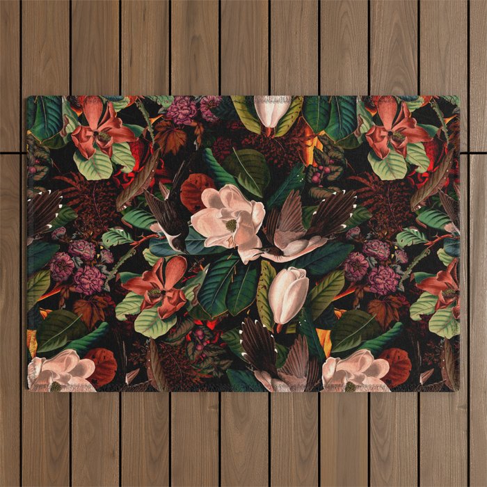 FLORAL AND BIRDS XIV Outdoor Rug Gallery Image 1