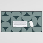 Bauhaus Mid Century Modern Geometric XI Earthy Green Desk Mat Gallery Image 1