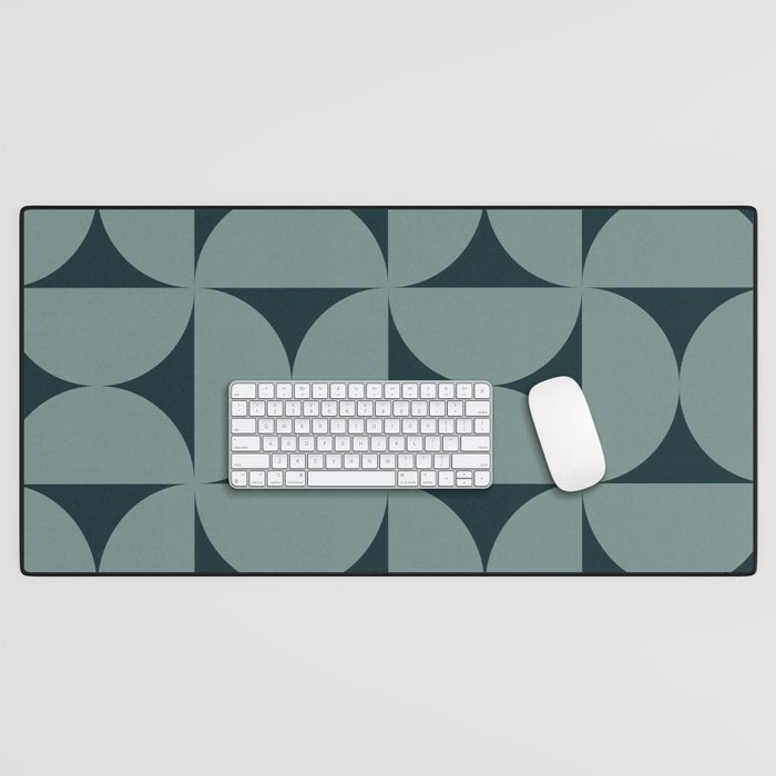 Bauhaus Mid Century Modern Geometric XI Earthy Green Desk Mat Gallery Image 1