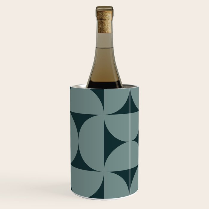Bauhaus Mid Century Modern Geometric XI Earthy Green Wine Chiller Gallery Image 1