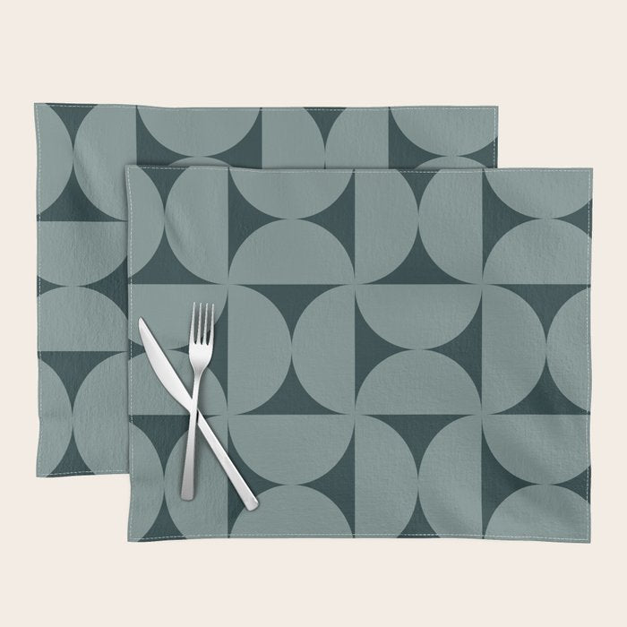 Bauhaus Mid Century Modern Geometric XI Earthy Green Placemat Gallery Image 1