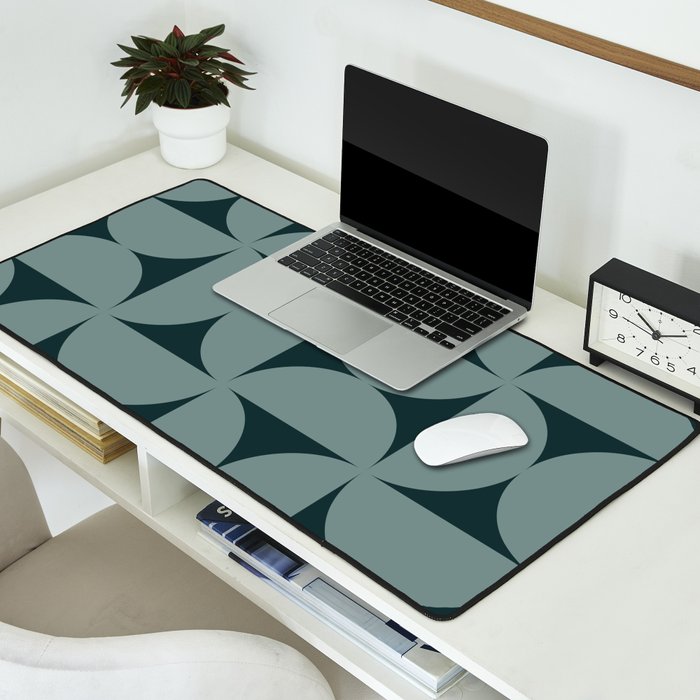 Bauhaus Mid Century Modern Geometric XI Earthy Green Desk Mat Gallery Image 2