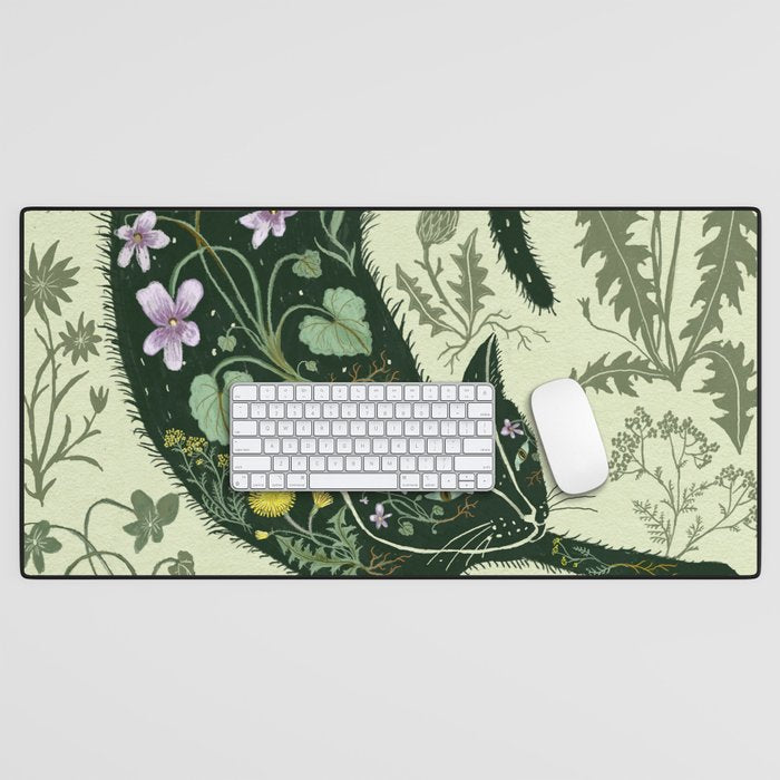 A Cat in the Wildflowers Desk Mat Gallery Image 1