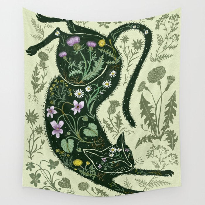 A Cat in the Wildflowers Wall Tapestry Gallery Image 4