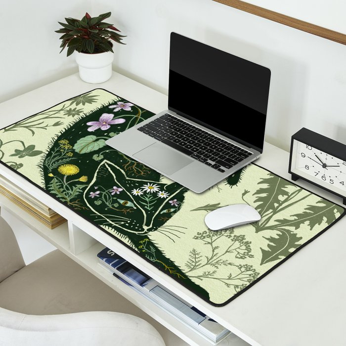A Cat in the Wildflowers Desk Mat Gallery Image 2