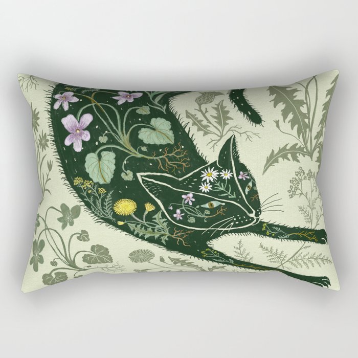 A Cat in the Wildflowers Rectangular Pillow Gallery Image 2