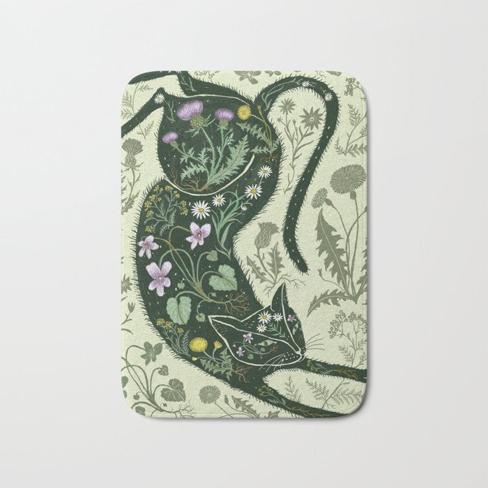 A Cat in the Wildflowers Bath Mat Gallery Image 1