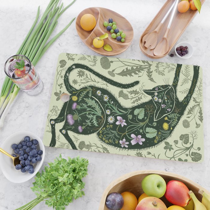A Cat in the Wildflowers Cutting Board Gallery Image 2