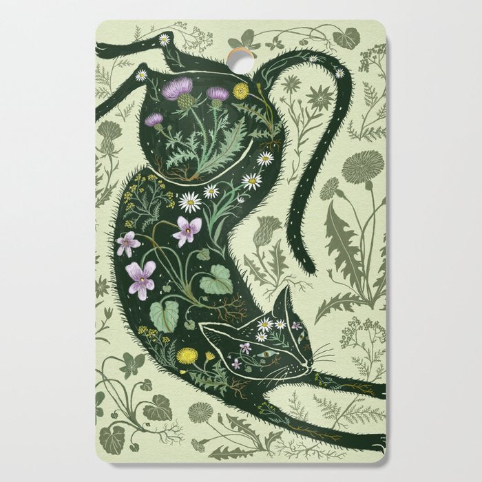 A Cat in the Wildflowers Cutting Board Gallery Image 1