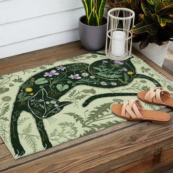 A Cat in the Wildflowers Outdoor Rug Gallery Image 2