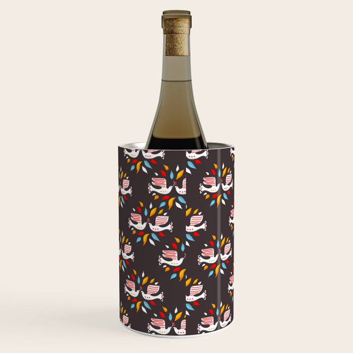 Retro christmas birds illustration Wine Chiller Gallery Image 1