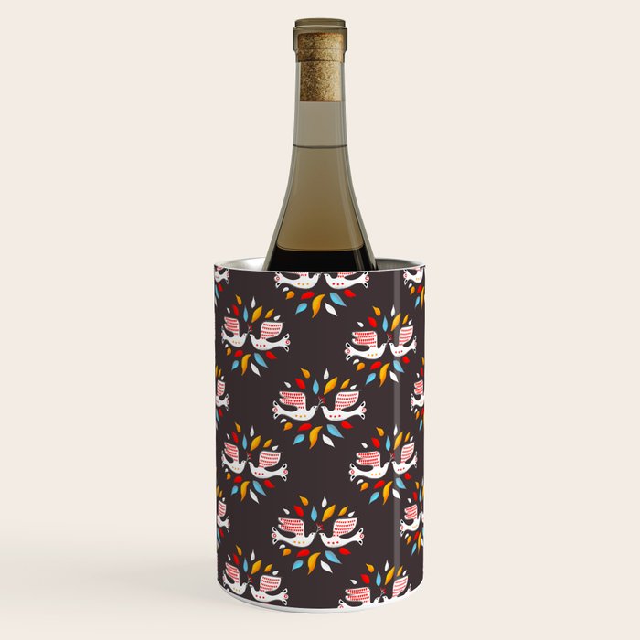Retro christmas birds illustration Wine Chiller Gallery Image 3
