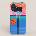 All Day - memphis art print, retro art print, 80s, basketball, basketball art print iPhone Case Gallery Image 1
