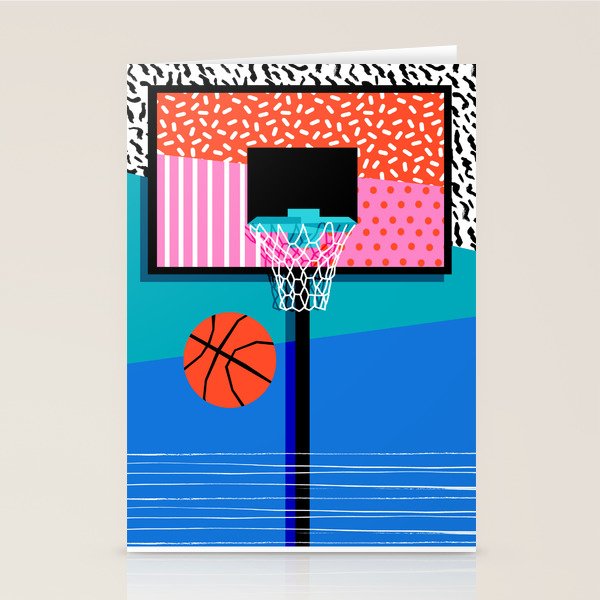 All Day - memphis art print, retro art print, 80s, basketball, basketball art print Stationery Card Gallery Image 1