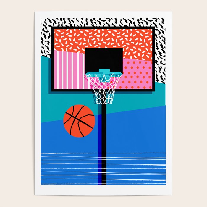 All Day - memphis art print, retro art print, 80s, basketball, basketball art print Poster Gallery Image 4