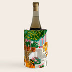 Tigers in Greece | Santorini Travel Architecture, Wildlife Animal Painting | Watercolor Illustration Wine Chiller Gallery Image 1