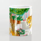 Tigers in Greece | Santorini Travel Architecture, Wildlife Animal Painting | Watercolor Illustration Coffee Mug Gallery Image 4