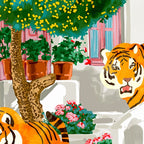 Tigers in Greece | Santorini Travel Architecture, Wildlife Animal Painting | Watercolor Illustration Coffee Mug Gallery Image 2