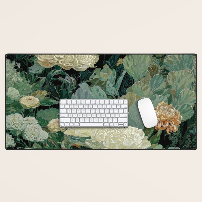 Japandi Wall Art Floral Print Maximalist Botanical Sage Green Flower Painting Japanese Forest poster Desk Mat Gallery Image 1