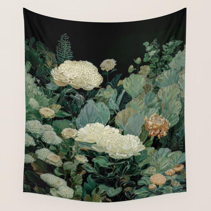 Japandi Wall Art Floral Print Maximalist Botanical Sage Green Flower Painting Japanese Forest poster Wall Tapestry Gallery Image 4