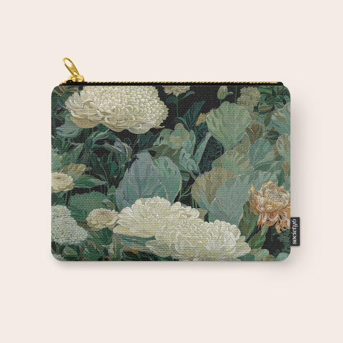 Japandi Wall Art Floral Print Maximalist Botanical Sage Green Flower Painting Japanese Forest poster Carry All Pouch Gallery Image 1