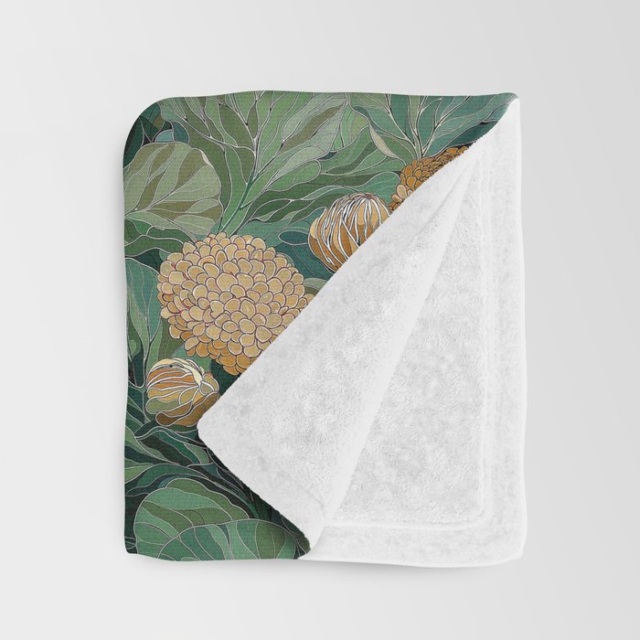 Japandi Wall Art Floral Print Maximalist Botanical Sage Green Flower Painting Japanese Forest poster Throw Blanket Gallery Image 3