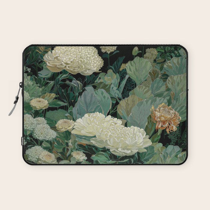 Japandi Wall Art Floral Print Maximalist Botanical Sage Green Flower Painting Japanese Forest poster Laptop Sleeve Gallery Image 1