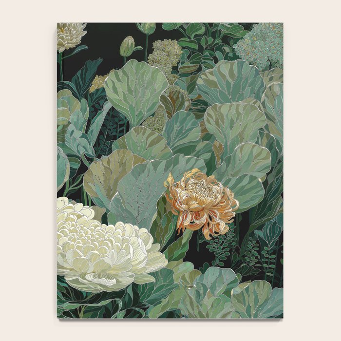 Japandi Wall Art Floral Print Maximalist Botanical Sage Green Flower Painting Japanese Forest poster Notebook Gallery Image 4