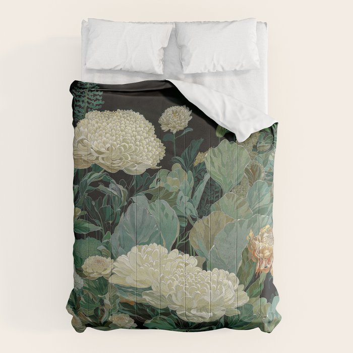 Japandi Wall Art Floral Print Maximalist Botanical Sage Green Flower Painting Japanese Forest poster Comforter Gallery Image 6