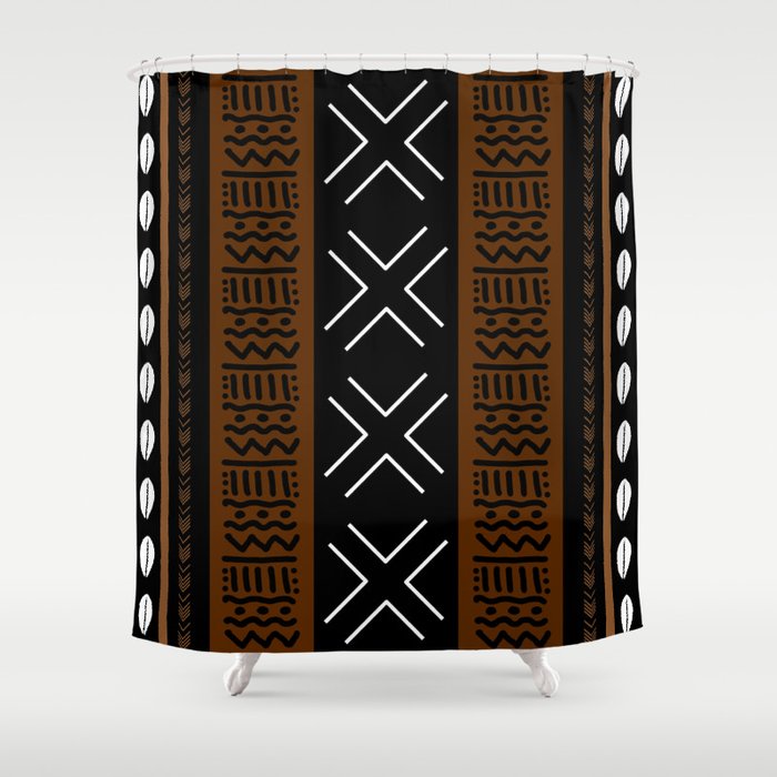 African Tribal Abstract Bogolan Shower Curtain Gallery Image 1