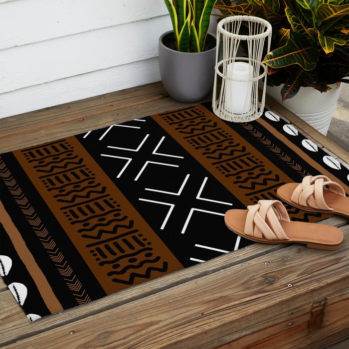 African Tribal Abstract Bogolan Outdoor Rug Gallery Image 2