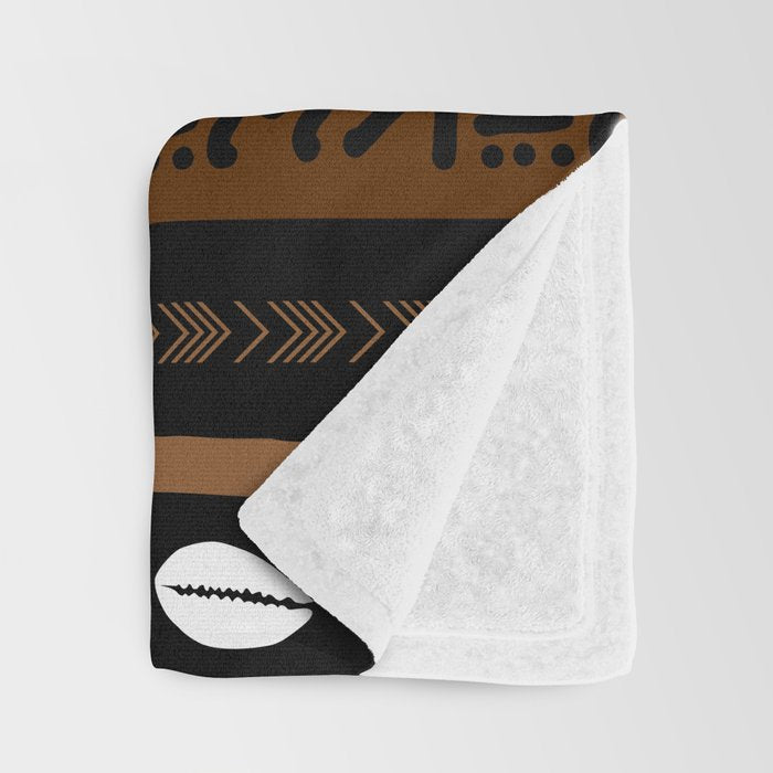 African Tribal Abstract Bogolan Throw Blanket Gallery Image 3