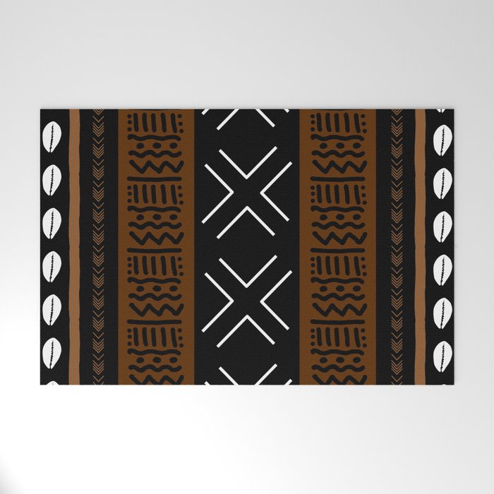 African Tribal Abstract Bogolan Welcome Mat Gallery Image 1