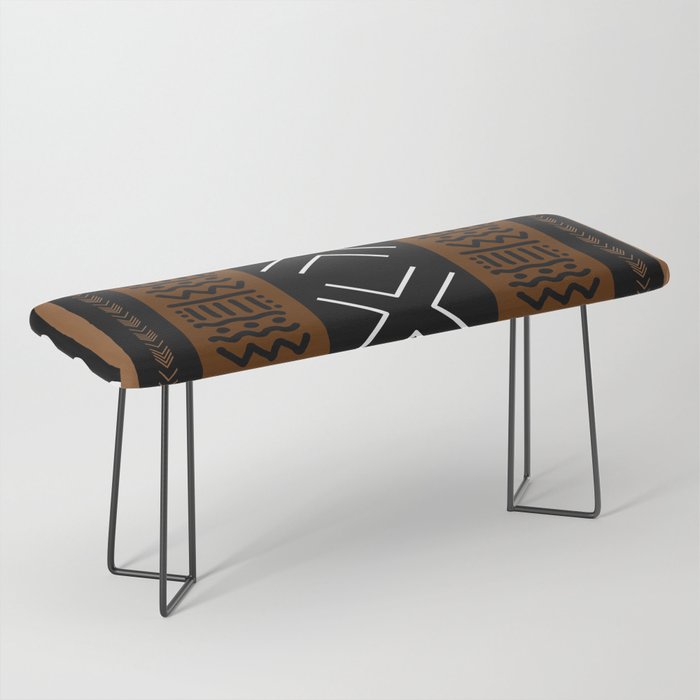 African Tribal Abstract Bogolan Bench Gallery Image 1